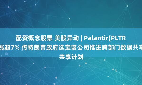 配资概念股票 美股异动 | Palantir(PLTR.US)涨超7% 传特朗普政府选定该公司推进跨部门数据共享计划