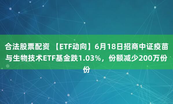 合法股票配资 【ETF动向】6月18日招商中证疫苗与生物技术ETF基金跌1.03%，份额减少200万份